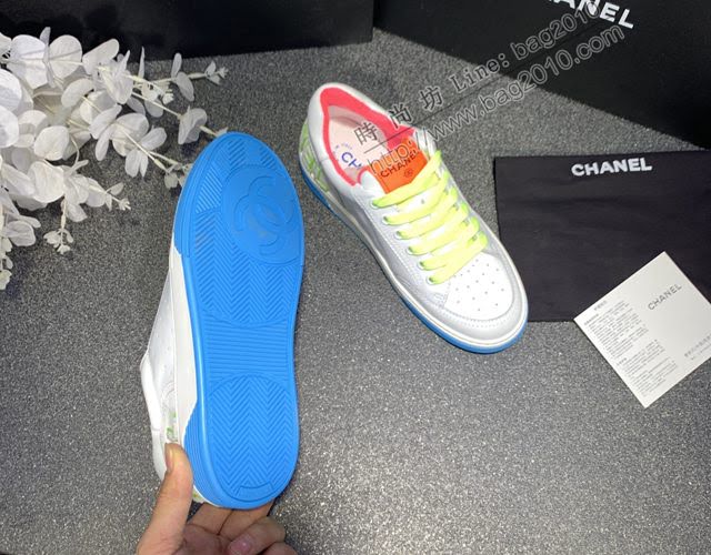 Chanel女鞋 香奈兒2020SS早春新款 糖果色休閒小白鞋 網紅明星同款  naq1263